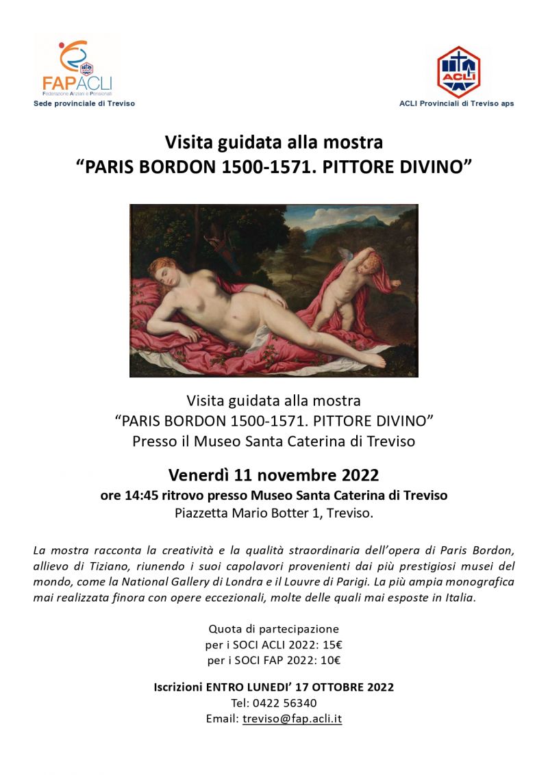 Visita alla Mostra &quot;Paris Bordon 1500-1571. Pittore divino&quot; - Acli Treviso aps e Fap (TV)