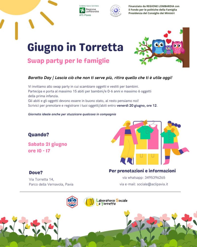 Giugno in Torretta: Swap party per le famiglie - Pavia - Laboratorio Sociale "La Torretta" (PV)