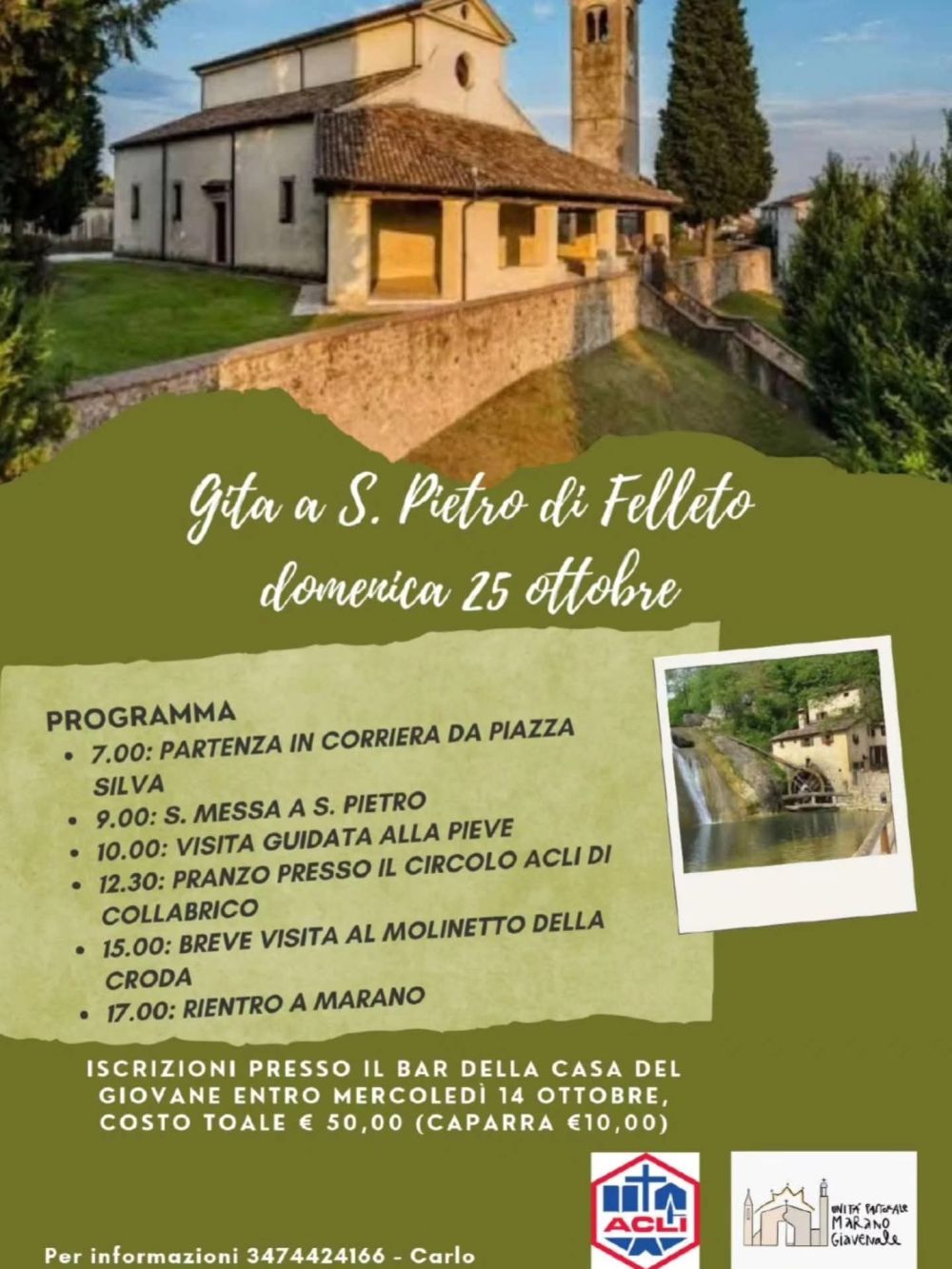 GITA A S. PIETRO DI FELLETO - PROGRAMMA - MARANO VICENTINO (VI) - CIRCOLO ACLI MARANO VICENTINO (VI)