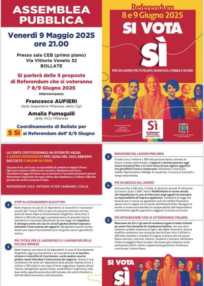 Assemblea Pubblica: Referendum 8 e 9 Giugno 2025 - Acli Milano (MI)