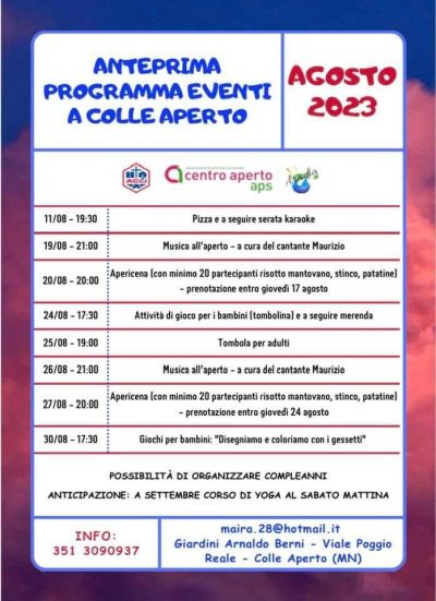 Programma Eventi Agosto 2023 - Acli Mantova (MN)