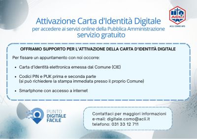 ATTIVAZIONE CARTA D'IDENTITA' DIGITALE - ACLI COMO APS (CO)