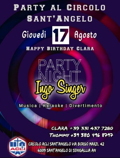 Party Night: Ingo Singer - Circolo Acli Sant&#039;Angelo (AN)