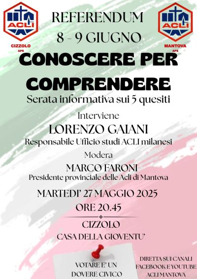Conoscere per comprendere - Circolo Acli Cizzolo e Acli Mantova (MN)