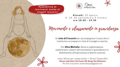 Movimento e rilassamento in gravidanza - Oasi Ostetriche affiliata Acli Cuneo (CN)