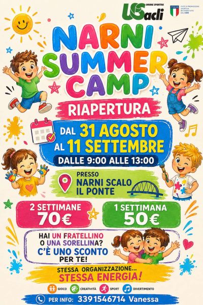 RIAPERTURA NARNI SUMMER CAMP- NARNI SCALO IL PONTE (TR) - US ACLI