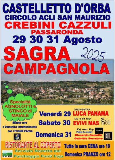 Sagra Campagnola 2025 - Castelletto D'Orba (AL) - Circolo Acli San Maurizio (AL)