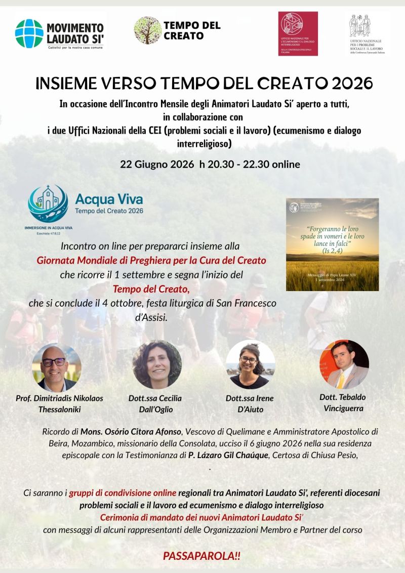 INSIEME VERSO TEMPO DEL CREATO 2026 - WEBINAR