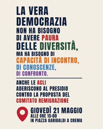 PRESIDIO CONTRO LA PROPOSTA DEL COMITATO REMIGRAZIONE - CREMA (CR)