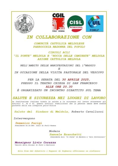 Salute e sicurezza nei luoghi di lavoro - Meldola (FC) - Circoli Acli Medola e Rocca delle Camminate (FC)