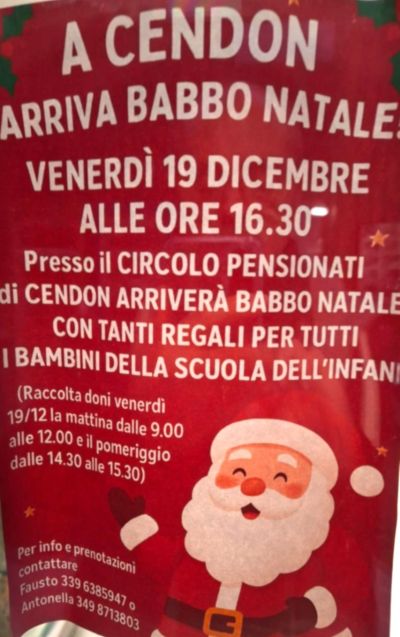 A Cendon arriva Babbo Natale - Cendon (TV) - Circolo Aclei Pensionati Cendon (TV)