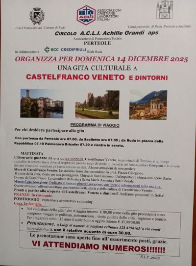 Gita culturale a Castelfranco Veneto e dintorni - Ruda - Circolo Acli Perteole (UD)