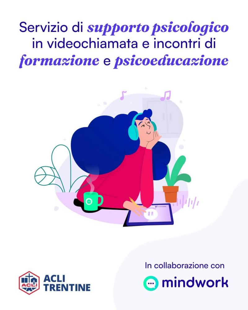 Servizio di supporto psicologico in videochiamata e incontri di formazione e psicoeducazione - Acli Trento (TN)
