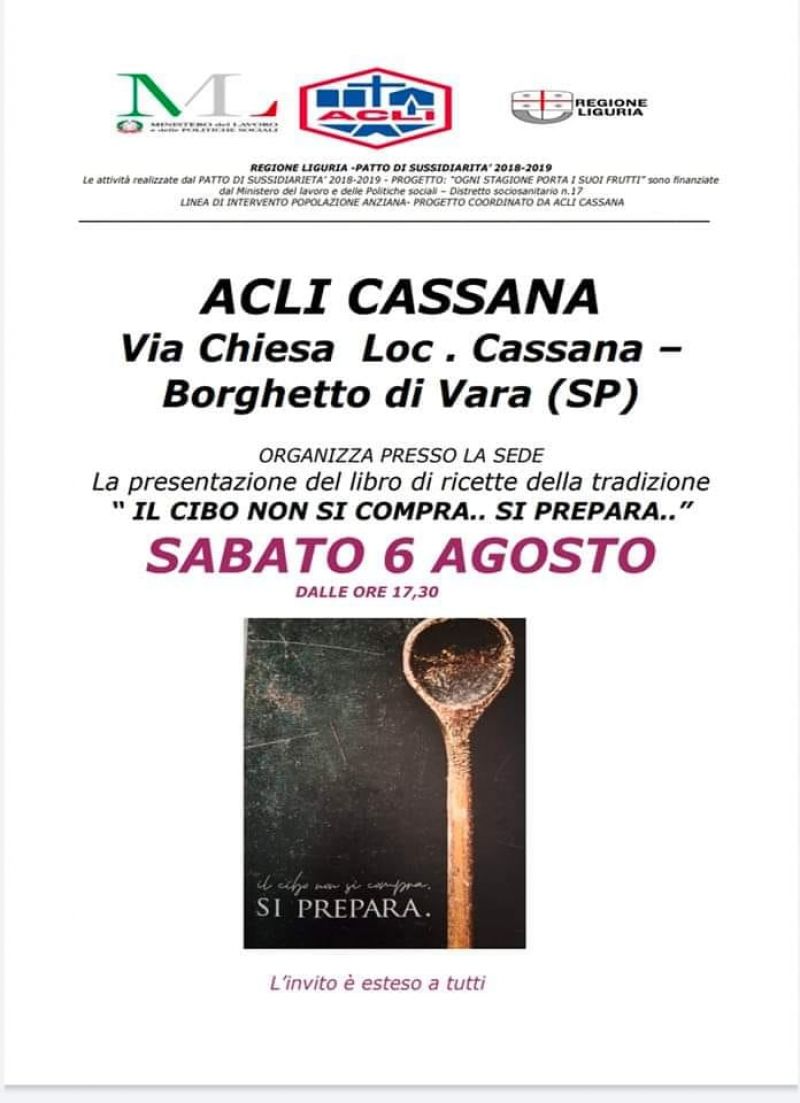 Presentazione del libro 'Il cibo non si compra... si prepara' - Acli Cassana (SP)