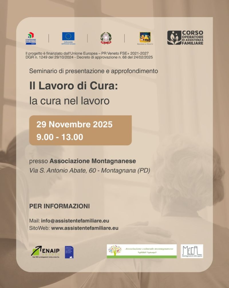 Il Lavoro di Cura: la cura nel lavoro - Montagnana (PD) - Enaip Veneto