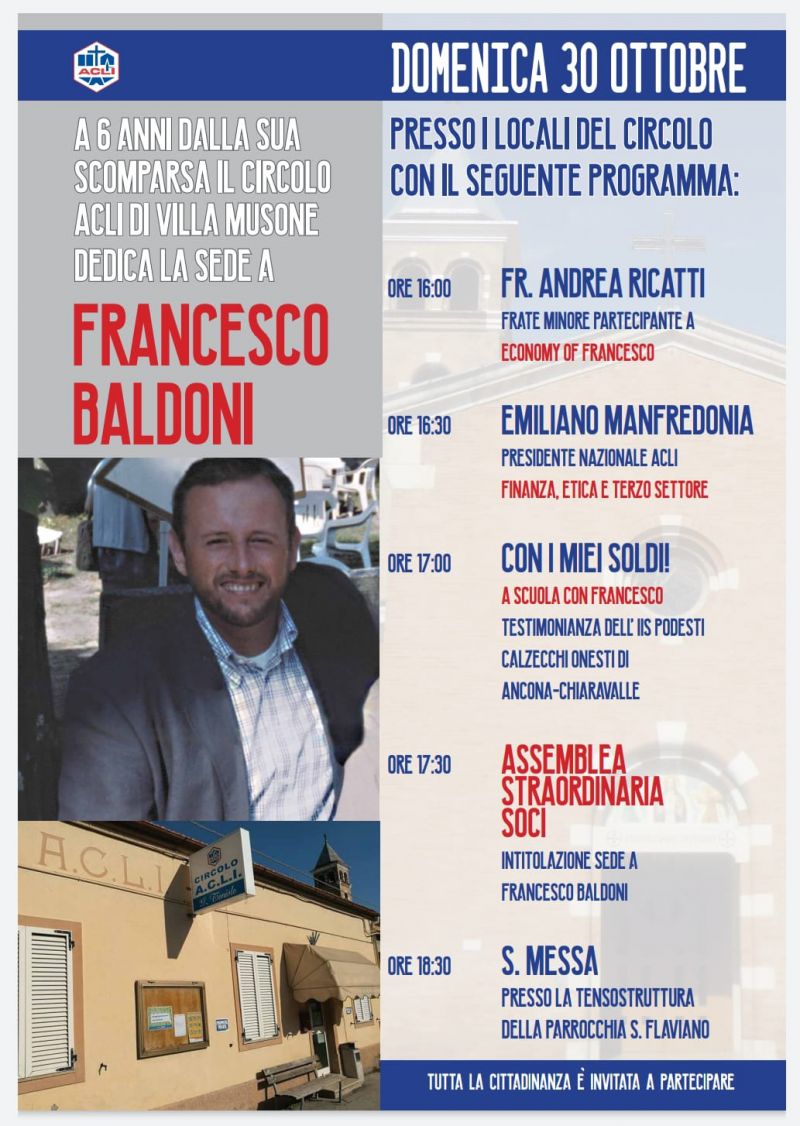6 anni dalla scomparsa di Francesco Baldoni - Circolo Acli di Villa Musone (AN)