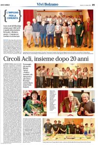 CIRCOLI ACLI INSIEME DOPO 20 ANNI - ACLI ALTOATESINE - CARDANO (BZ)