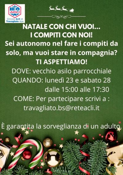 Natale con chi vuoi... i compiti con noi! - Circolo Acli Travagliato (BS)