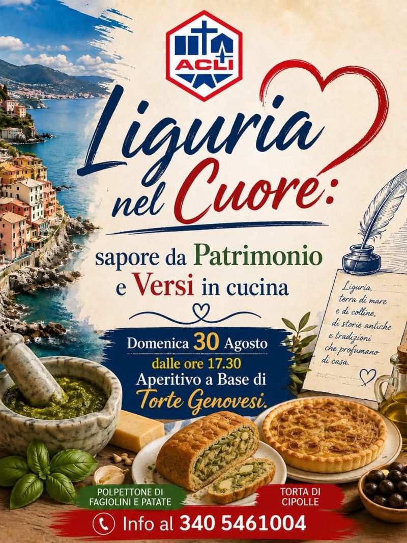 LIGURIA NEL CUORE - SAPORE DA PATRIMONIO E VERSI IN CUCINA - RONCO SCRIVIA (GE) - CIRCOLO ACLI BANCHETTA (GE)