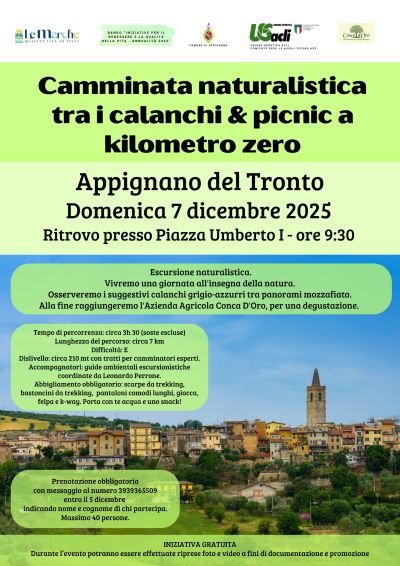Camminata naturalistica tra i calanchi &amp; picnic a kilometro zero - Appignano del Tronto - US Acli Marche