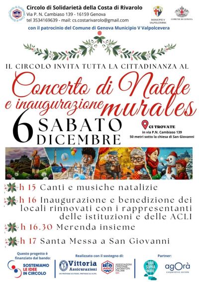 Concerto di Natale e inaugurazione murales - Valpocervera (GE) - Circolo Acli Solidarietà della Costa di Rivarolo (GE)