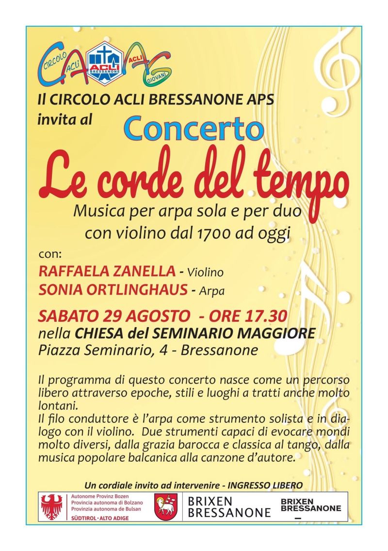 CONCERTO LE CORDE DEL TEMPO - CIRCOLO ACLI BRESSANONE - GIOVANI ACLI BRESSANONE (BZ)