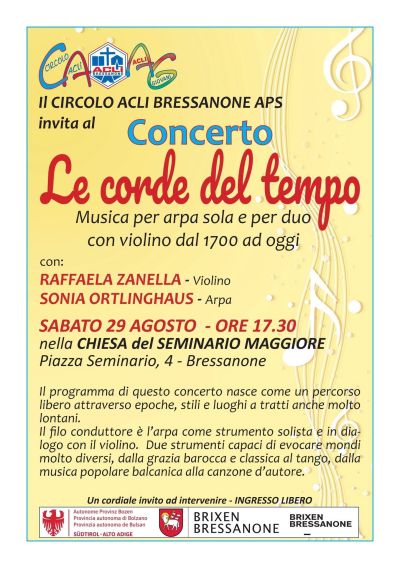 CONCERTO LE CORDE DEL TEMPO - CIRCOLO ACLI BRESSANONE - GIOVANI ACLI BRESSANONE (BZ)