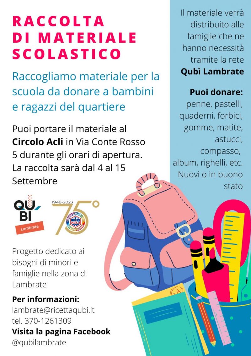 Raccolta di Materiali Scolatici - Circolo Acli Lambrate (MI)