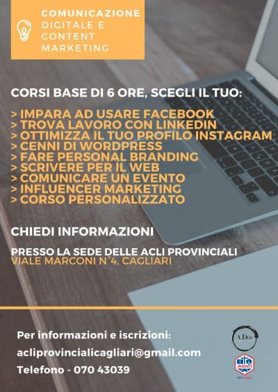 Corso: Comunicazione digitale e content marketing - Acli Cagliari (CA)