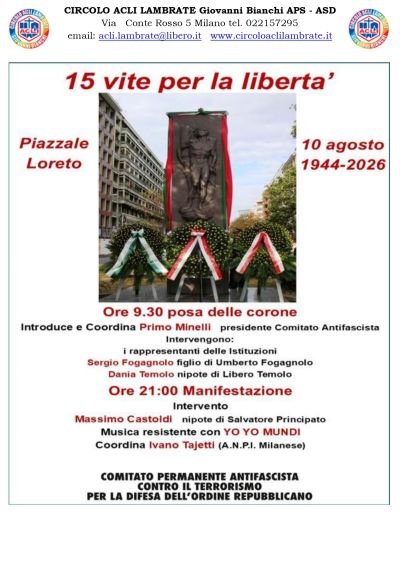 15 VITE PER LA LIBERTA' - CIRCOLO ACLI LAMBRATE (MI)