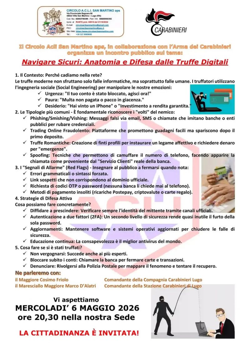 NAVIGARE SICURI: ANATOMIA E DIFESA DELLE TRUFFE DIGITALI - LUGO (RA)