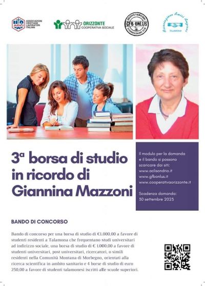 3° Borsa di studio in ricordo di Giannina Mazzoni - Acli Sondrio (SO)