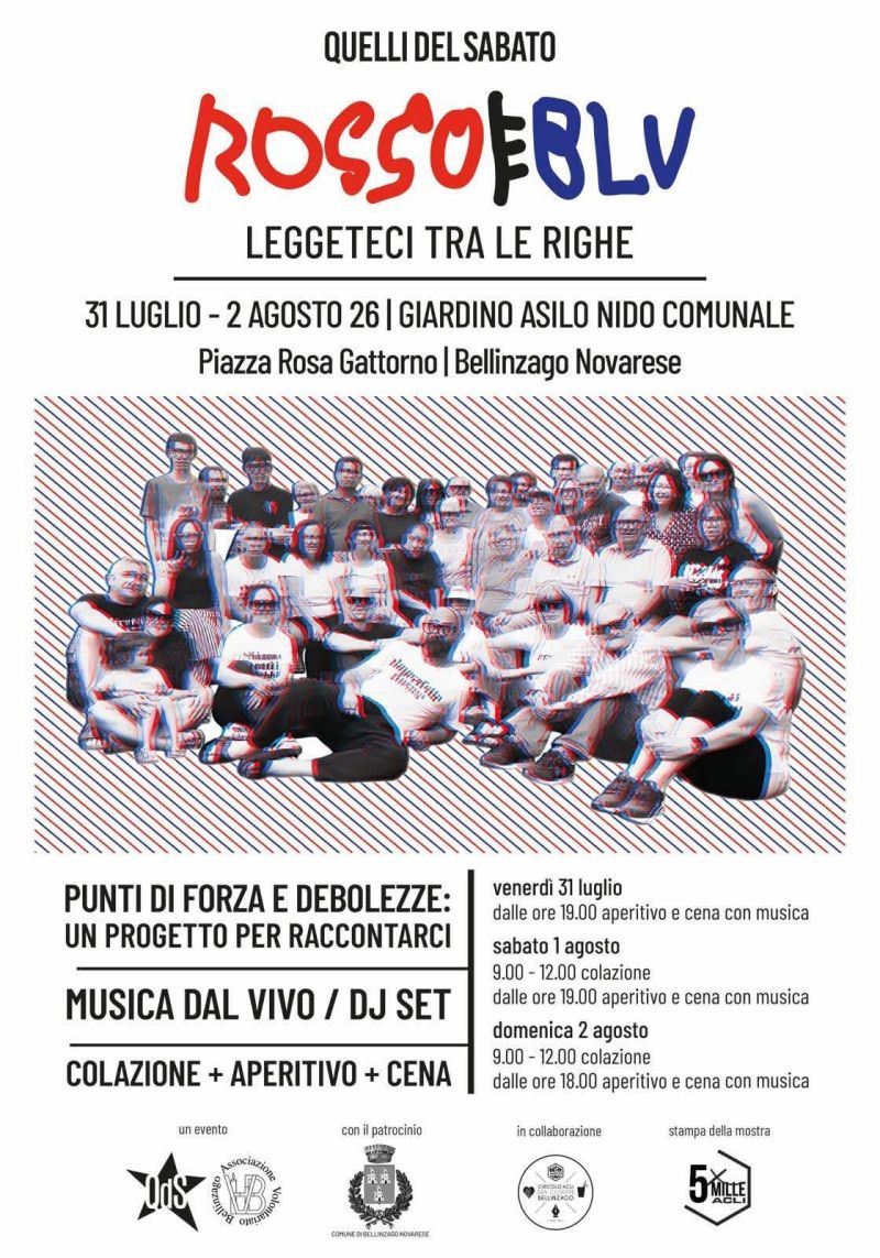QUELLI DEL SABATO ROSSOEBLU LEGGETECI TRA LE RIGHE - DJSET, COLAZIONE, APERTIVO E CENA - BELLINZANGO (NO) - CIRCOLO ACLI BELLINZAGO NOVARESE (NO)
