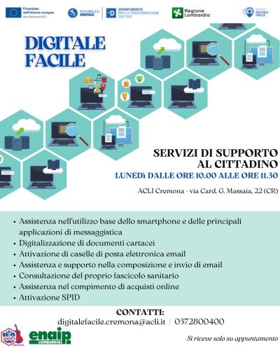 Digitale Facile: Servizi si supporto al cittadino - Cremona - Acli Cremona (CR)