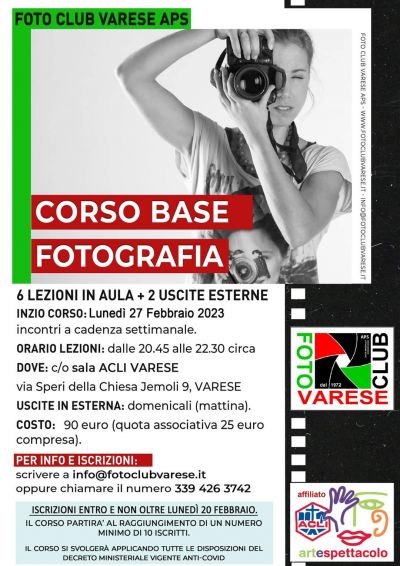 Corso Base Fotografia - Foto Club Varese APS e Acli Arte e Spettacolo Varese (VA)