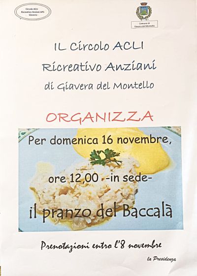 Il pranzo del Baccalà - Giavera del Montello (TV) - Circolo Acli Giavera del Montello (TV)