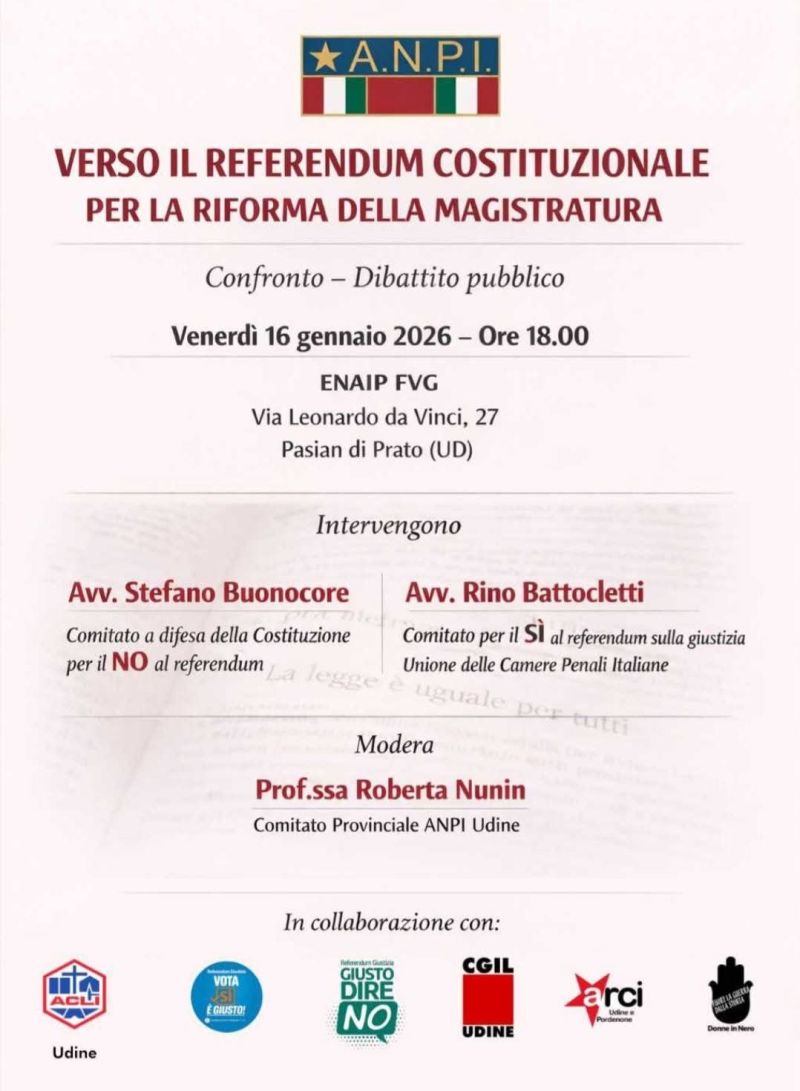 VERSO IL REFERENDUM COSTITUZIONALE PER LA RIFORMA DELLA MAGISTRATURA - UDINE