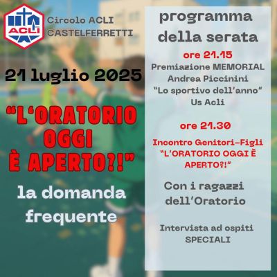 L'Oratorio Oggi È Aperto?! - Castelferretti (AN) - Circolo Acli Castelferretti (AN)
