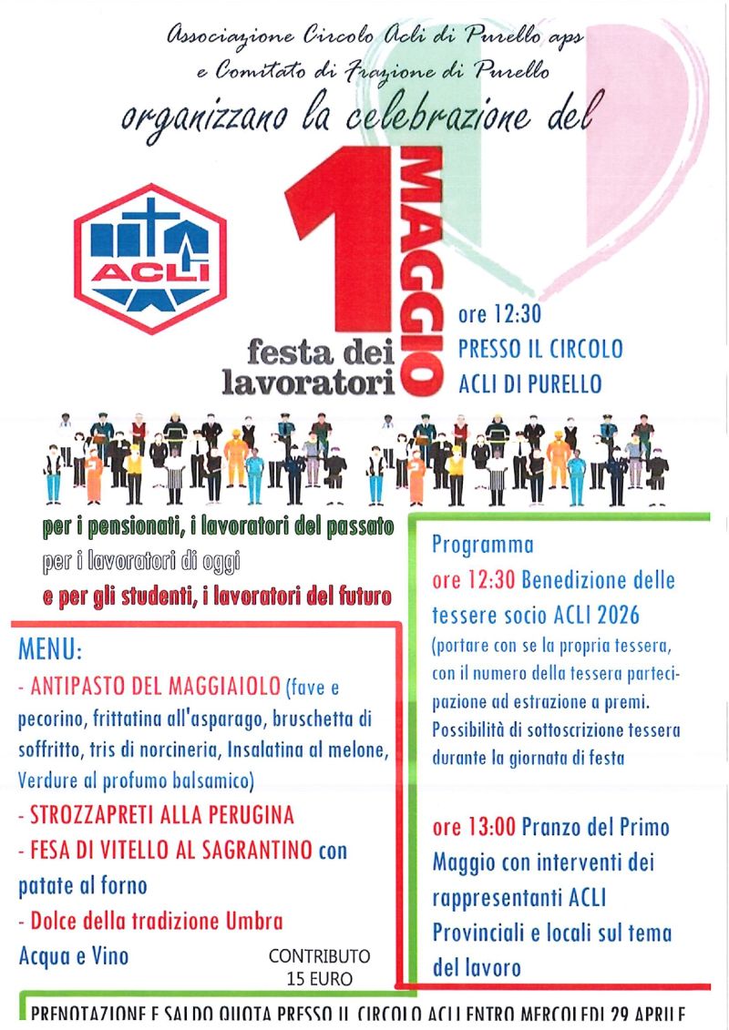 1 MAGGIO FESTA DEI LAVORATORI - PURELLO