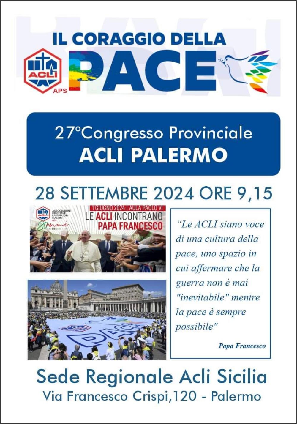 27° Congresso Provinciale: Il Coraggio della Pace - Acli Palermo (PA)