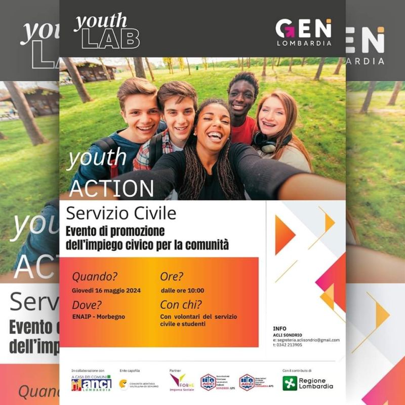 Youth Action - Servizio Civile: Evento di promozione dell'impegno civico per la comunità - Acli Sondrio e Acli Lombardia