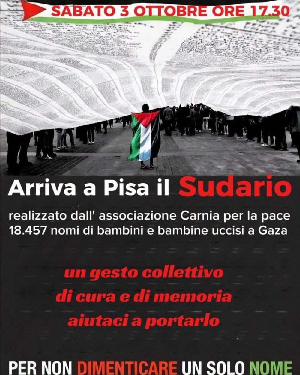 ARRIVA A PISA IL SUDARIO PER GAZA - ACLI PROVINCIALI DI PISA E LUCCA - PISA