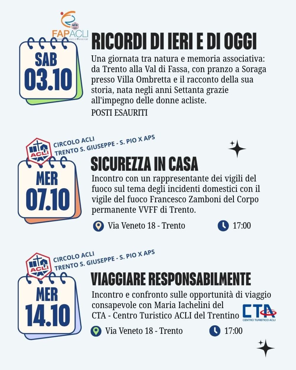 PROGRAMMA ACLI TRENTINE OTTOBRE - SICUREZZA IN CASA - TRENTO (TN) - ACLI TRENTO (TN)