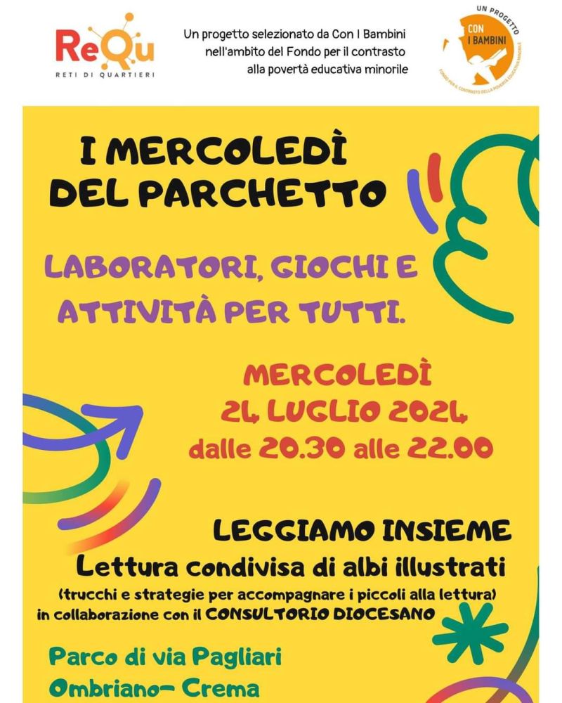 I mercoledì del parchetto: Laboratori, giochi e attività per tutti - Circolo Acli Crema (CR)