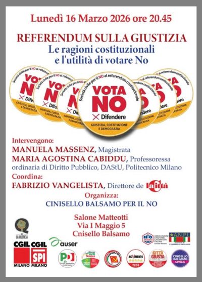 REFERENDUM SULLA GIUSTIZIA - LE RAGIONI COSTITUZIONALI E L'UTILITA' DI VOTARE NO - CIRCOLO ACLI CINISELLO BALSAMO (MI) - CINISELLO BALSAMO (MI)