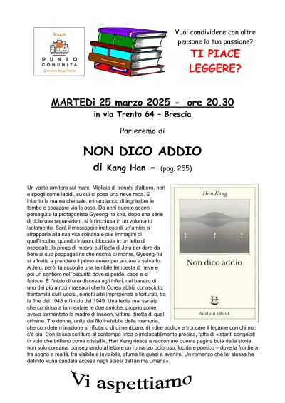 Parliamo di "Non dico addio" di Kang Han - Circolo Acli Cristo Re (BS)