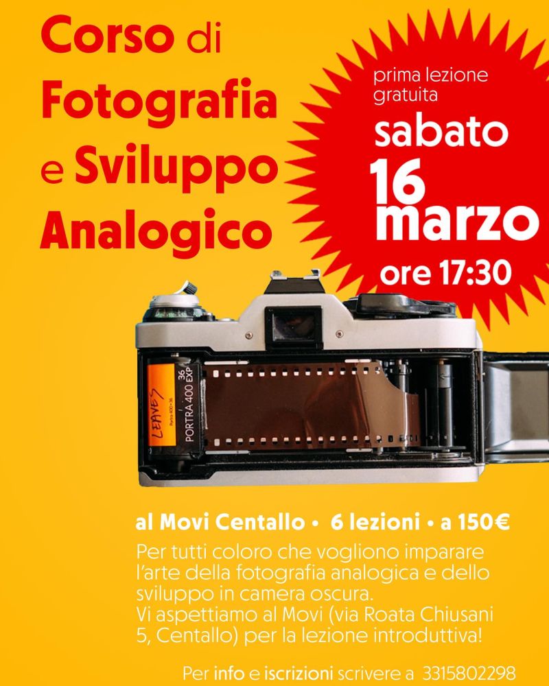 Corso di Fotografia e Sviluppo Analogico - Circolo Acli Movi (CN)
