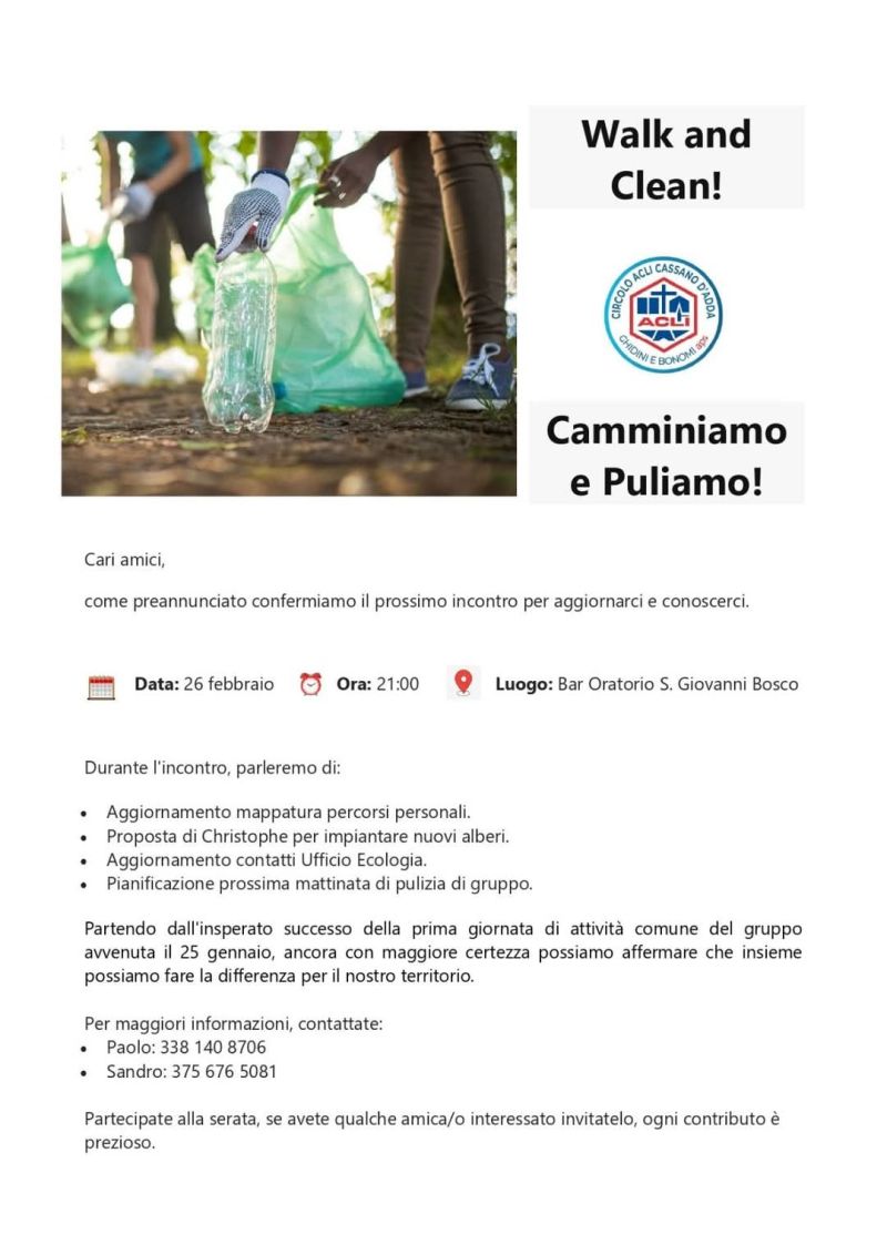 Camminiamo e Puliamo! - Circolo Acli Cassano d'Adda (MI)