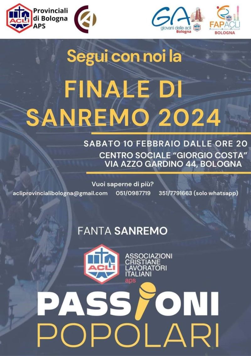 Segui con noi la Finale di Sanremo - Acli Bologna (BO)