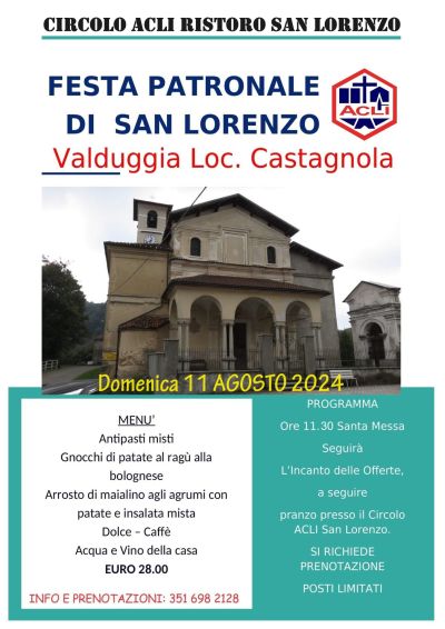 Festa Patronale di San Lorenzo - Circolo Acli Ristoro San Lorenzo (VC)